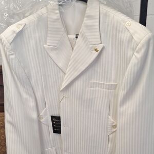 Classic White Pinstripe Men's Suit